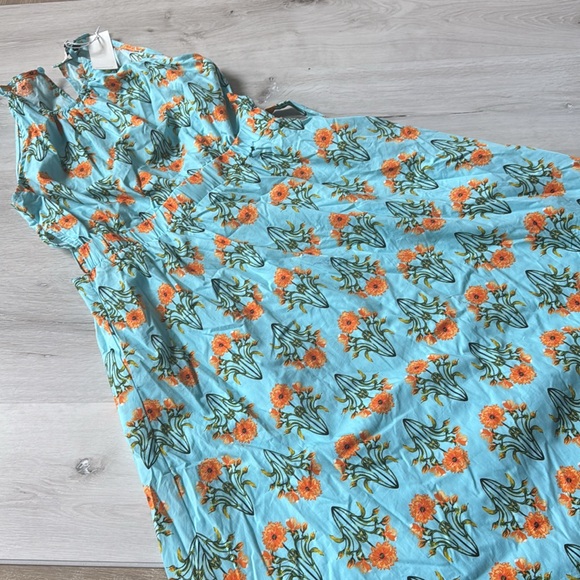 Moon River Mint Multi Maxi Dress Large Blue/Orange Nwt‎ - Picture 5 of 7